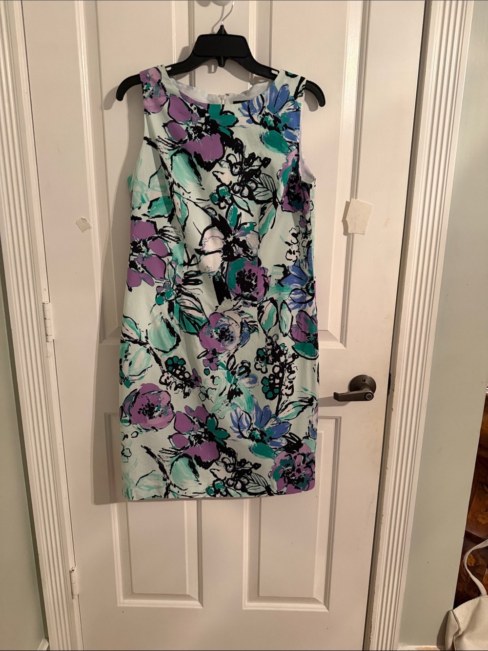 madison leigh Mint Floral Sleeveless Shift Dress with Purple & Teal Accents